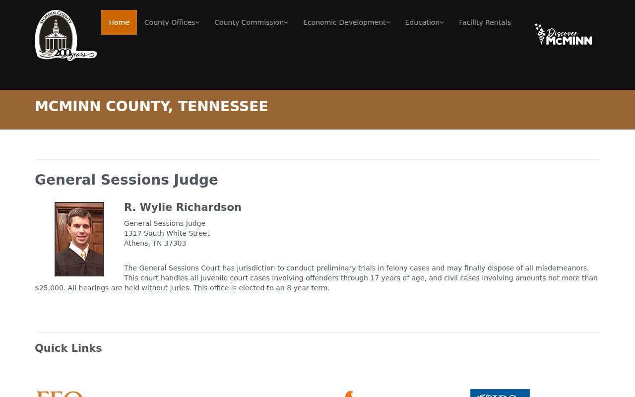 McMinn County General Sessions criminal court information