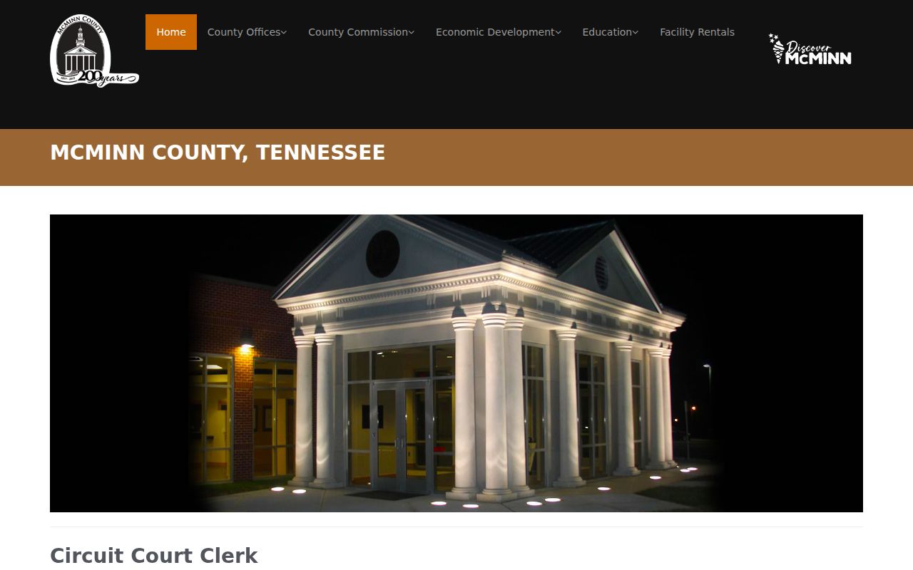 McMinn County criminal court case clerk and calendar