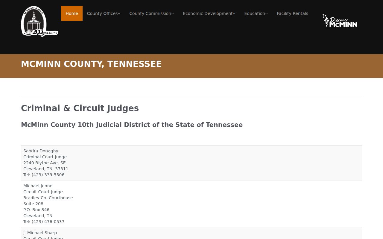 McMinn County criminal court judges information